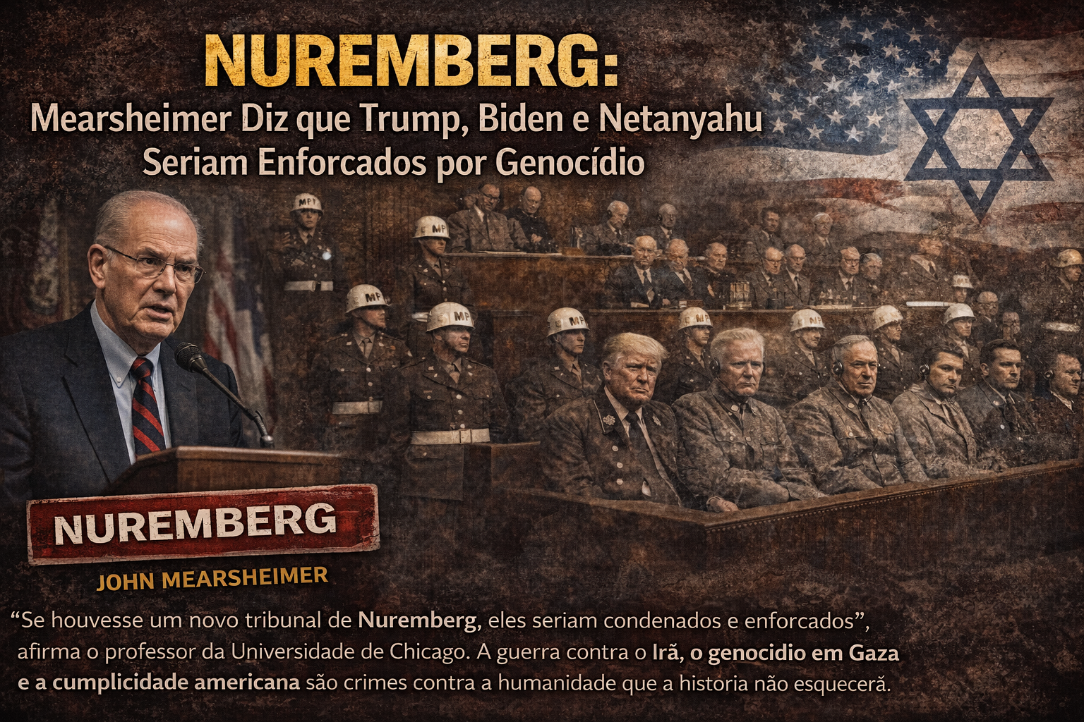 NUREMBERG: Mearsheimer Diz que Trump, Biden e Netanyahu Seriam Enforcados por Genocídio