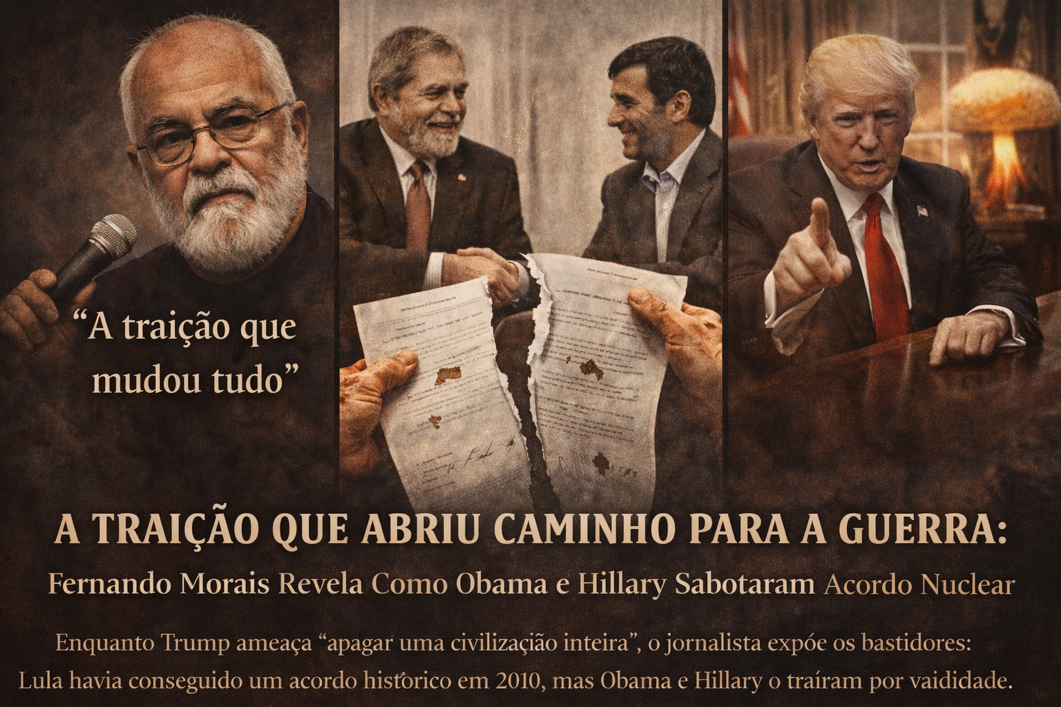 A TRAIÇÃO À LULA QUE ABRIU CAMINHO PARA A GUERRA: Fernando Morais Revela Como Obama e Hillary Sabotaram Acordo Nuclear com o Irã em 2010